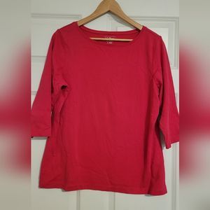 LL BEAN 3/4 sleeve shirt Size L